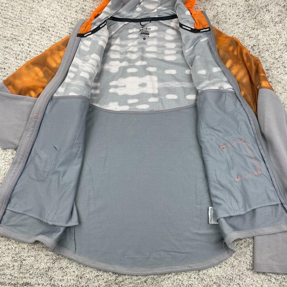Nike Running Hoodie Mens Small Fanatic *STAINS* Dri Fit Jacket Orange Stretch - Picture 3 of 12